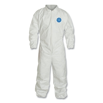 Tyvek 400 Coverall, Serged Seams, Collar, Elastic Waist, Elastic Wrists and Ankles, Front Zipper, Storm Flap, White, 2XL