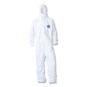 Tyvek 400 Coverall, Serged Seams, Attached Hood, Elastic Waist, Elastic Wrists and Ankles, Front Zip, Storm Flap, White, 2XL