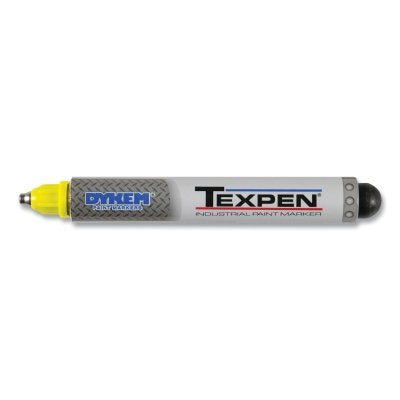 TEXPEN Industrial Steel Ball Tip Paint Marker, Yellow, 3/32 in, Medium