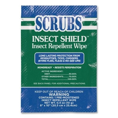 Insect Shield Insect Repellent Wipes, 8 in x 10 in, 0.4 oz, Single Premoistened Packets