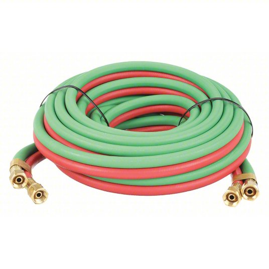 Twin Line Welding Hose: 3/16 in Hose Inside Dia., Green/Red, UNF x UNF, 25 ft Hose Lg, UNF x UNF