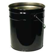 Unlined Open Head Steel Pail, 5 gal, Steel, Black