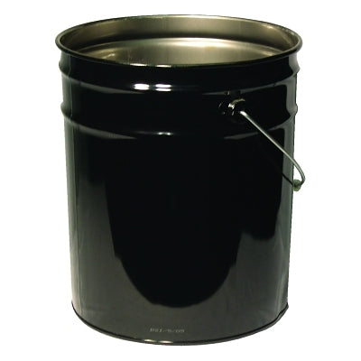 Unlined Open Head Steel Pail, 5 gal, Steel, Black