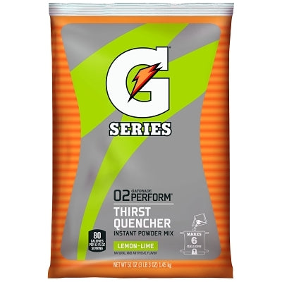 G Series 02 Perform Thirst Quencher Instant Powder, 51 oz, Pouch, 6 gal Yield, Lemon-Lime
