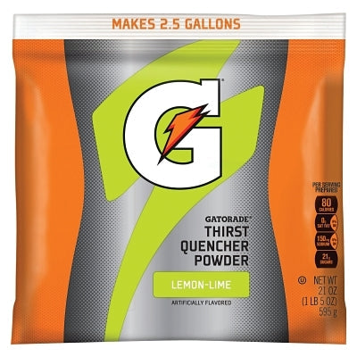 G Series 02 Perform Thirst Quencher Instant Powder, 21 oz, Pouch, 2.5 gal Yield, Lemon-Lime