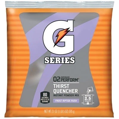 G Series 02 Perform Thirst Quencher Instant Powder, 21 oz, Pouch, 2.5 gal Yield, Frost Riptide Rush