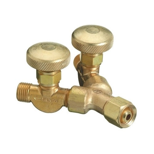 Valved "Y" Connections, 200 PSIG, Brass, Female/Male, RH, 9/16 in - 18