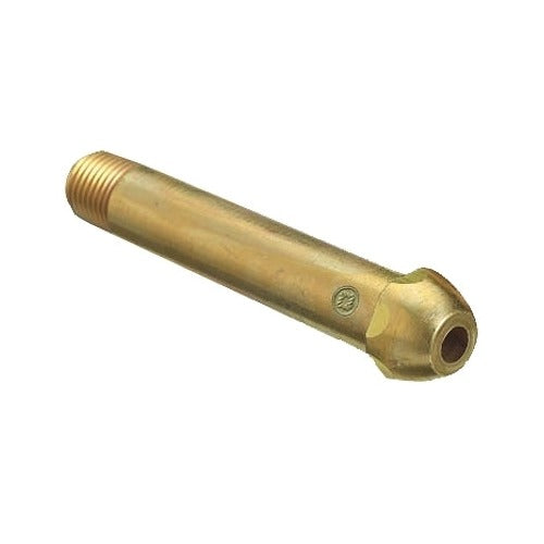 Western Enterprises brass regulator inlet nipple with filter 1/4 in NPT, angled body fitting for gas regulators