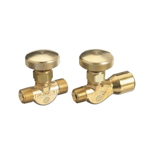 Western Enterprises brass body flow valve 3000 PSI 1/4 NPT female-to-male knurled knob pair welding supply valve