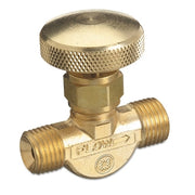 Brass Body Valve for Non-Corrosive Gases, 200 psig, B-Size 9/16 in-18 RH (M), Oxygen CGA-022