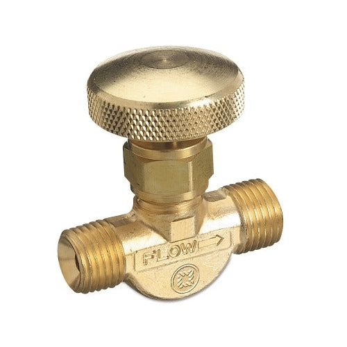 Western Enterprises brass body needle valve non-corrosive gases knurled knob angled body flow meter gas valve
