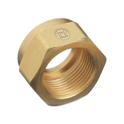 Western Enterprises CGA-520 acetylene regulator inlet nut hex brass body with internal left-hand threads regulator inlet nut