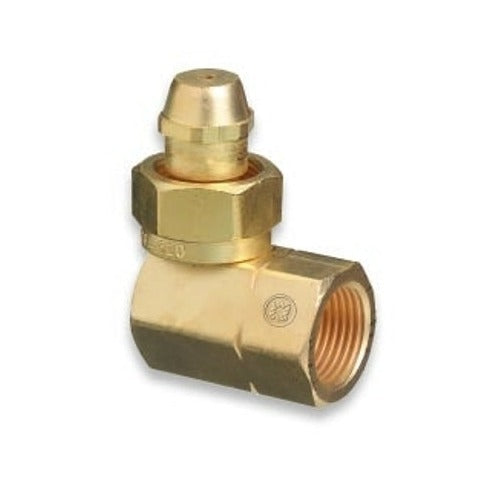 Brass Cylinder Adaptors, CGA-520 "B" Tank Acetylene To CGA-510 POL Acetylene 90°