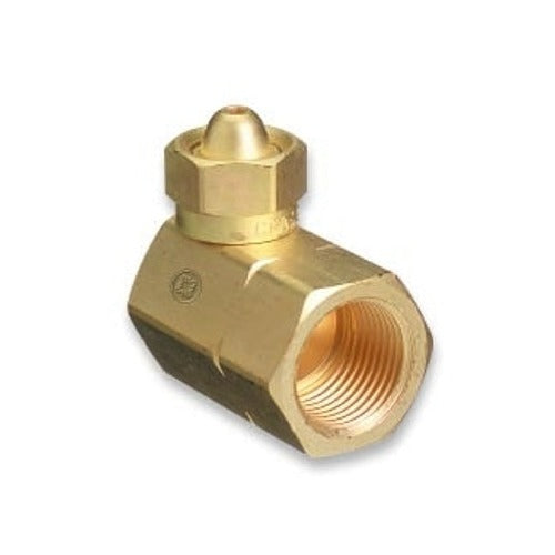 Brass Cylinder Adaptors, CGA-200 "MC" Acetylene To CGA-510 POL Acetylene 90°