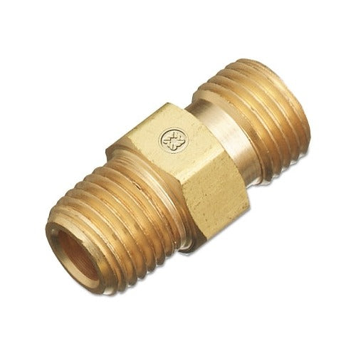 Western Enterprises brass regulator outlet bushing oxygen 200 PSIG, hex body double male NPT threaded fitting