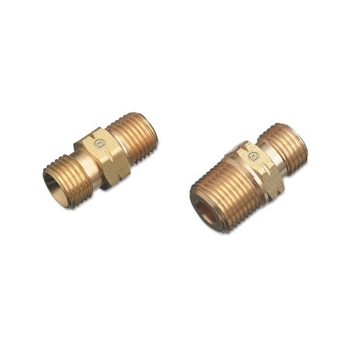 Western Enterprises No. 33 brass regulator outlet bushing, B-size, 1/4 in NPT LH male, 200 PSI, two-piece set shown