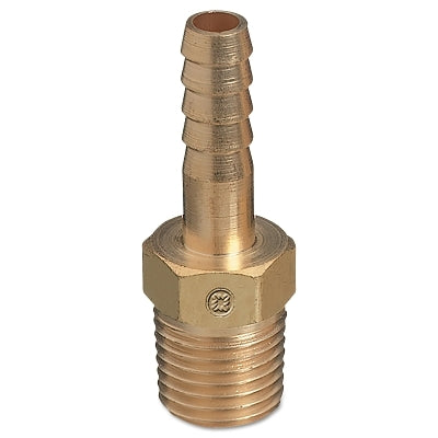 Brass Hose Adaptor, NPT Thread/Barb, Brass, 3/8 in