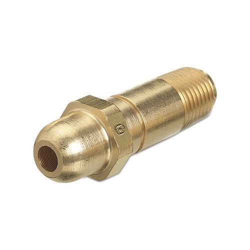 Western Enterprises regulator inlet nipple CGA-540 oxygen brass 1/4 NPT hand-tight with knurled hex body