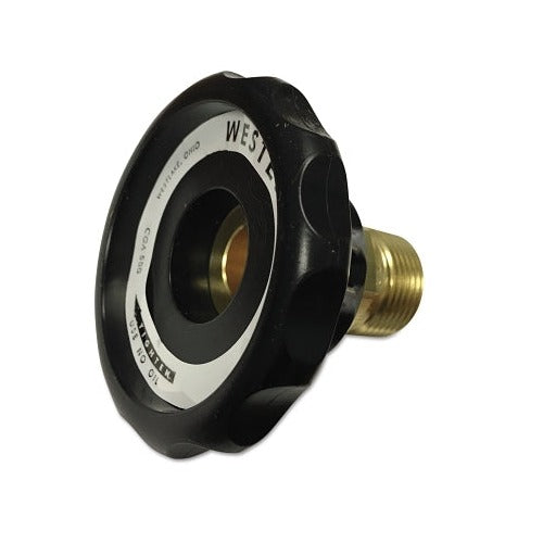 Western Enterprises CGA-580 regulator inlet nut black plastic body brass male RH thread for argon helium nitrogen