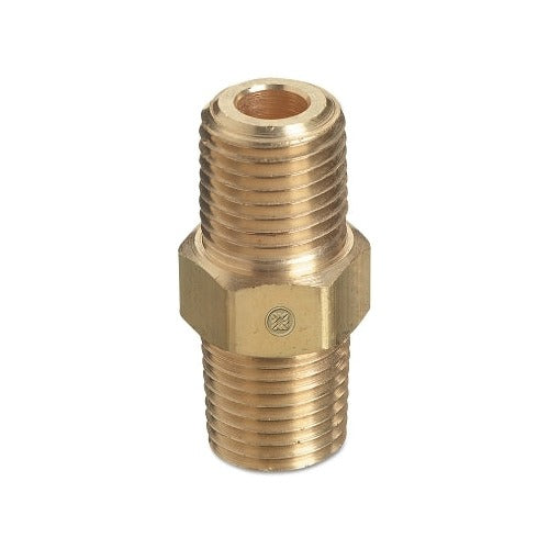 Western Enterprises B-6HP brass hex nipple, 1/2 in NPT male threads both ends, 3000 PSI, gas fitting nipple