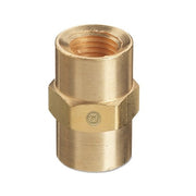 Western Enterprises brass pipe thread coupling 1/4 in NPT female hex body 3000 PSI gas fitting coupling