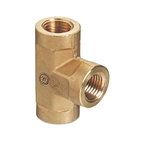Western Enterprises BFT-4HP brass pipe thread tee 3-way connector 3000 psig with female NPT threads on all ports
