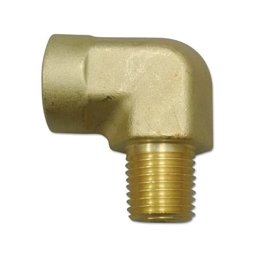Western Enterprises BL-4HP brass 90-degree elbow 1/4 in NPT female to male 3000 PSI hex-body pipe fitting