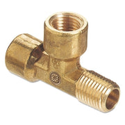Pipe Thread Tees, Connector, 3,000 PSIG, Brass, 1/4 in NPT (Street)