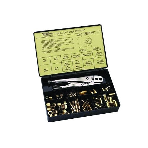Western Enterprises CK-5 hose repair kit 189-piece B-size brass fittings with crimping tool in steel storage case
