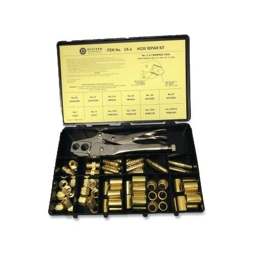 Hose Repair Kit, B-Size Fittings, 3/16 in Hose ID, Hand-Grip 3-Hole Jaw Crimp Tool