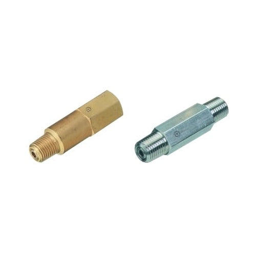 Western Enterprises inline check valve 1/4 in NPT female to male brass and steel body pair 3000 PSI gas check valve