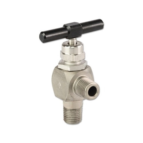 Western Enterprises SS-120M stainless steel cartridge valve 6000 PSIG 1/4 in NPT male 90-degree T-bar handle gas valve