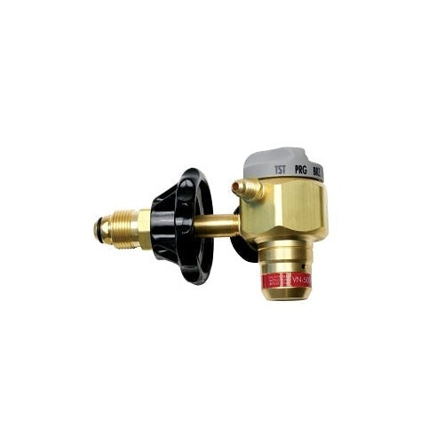 Western Enterprises VN-500 HVAC nitrogen purging regulator flowmeter, brass body, CGA-580 inlet, black handwheel