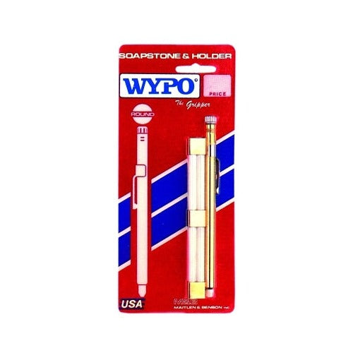 WYPO round soapstone holder 1/4 in dia 5 in L stainless steel gripper retractable holder with soapstone refill on card