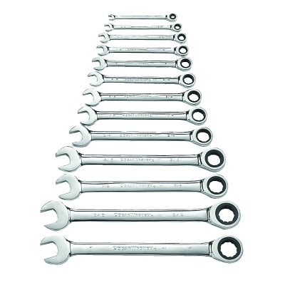 13 Pc Combination Ratcheting Wrench Set, Inch