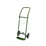 Saf-T-Cart 250 medical cylinder cart, green steel frame, chain strap, 8 in semi-pneumatic wheels, single cylinder gas cart