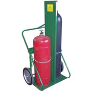 150 Series Cart, Holds 2 Cylinders,  9-1/2 in to 12-1/2 in dia, 14 in Semi-Pneumatic Wheels, with Firewall