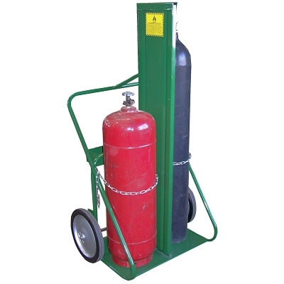 150 Series Cart, Holds 2 Cylinders,  9-1/2 in to 12-1/2 in dia, 14 in Semi-Pneumatic Wheels, with Firewall