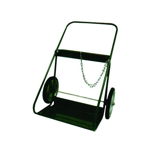 Saf-T-Cart 400 Series green steel cylinder cart 14 in semi-pneumatic wheels safety chain 9.5-12.5 in cylinder cart