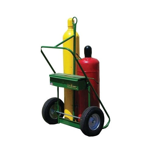 400 Series Carts, Holds 2 Cylinders, 9.5"-12.5" dia., 16" Pneum.Wheels, 62" H