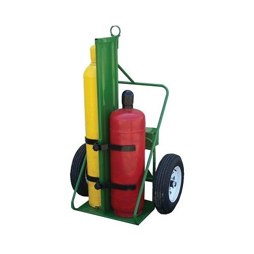 Saf-T-Cart 500 Series two-cylinder cart, green steel frame, 1800 lb cap, pneumatic wheels