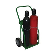 Saf-T-Cart CTR-110 green steel cylinder cart holds 2 cylinders 8 in semi-pneumatic wheels safety chain gas cylinder cart