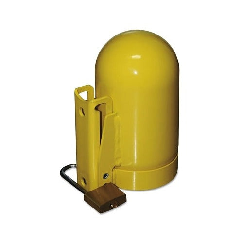 Western Enterprises SC2FNNP yellow steel cylinder cap 3-1/8 in diameter with lockable bracket for oxygen cylinders
