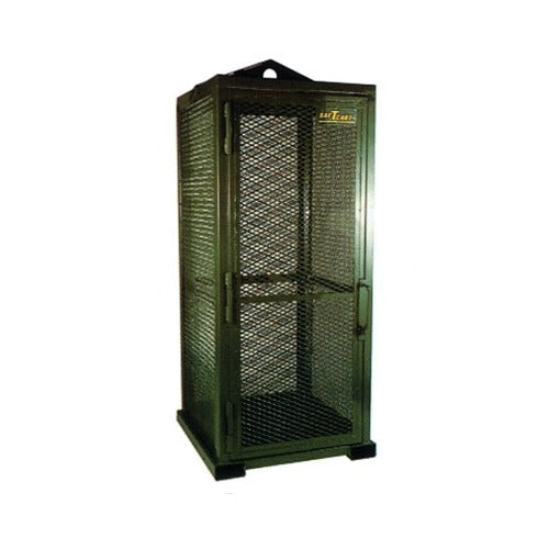 Saf-T-Cart STS-20 green steel cylinder storage cage locking door mesh panels holds 20 high-pressure gas cylinders