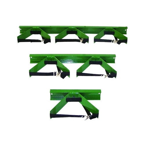 Saf-T-Cart single cylinder wall bracket, green steel with black strap, 3-10 in dia, 14 in wide