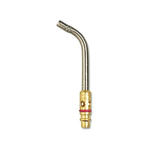 Victor tip swirl size A-8 acetylene heating tip with brass quick-connect base and curved stainless steel tube