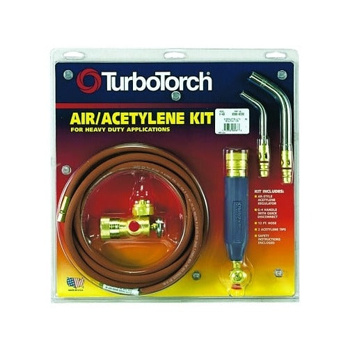 TurboTorch X-6MC air/acetylene torch kit, includes regulator, C-4 handle, hose, and 2 swirl tips, blister pack