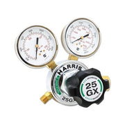 Harris Product Group 25GX heavy-duty oxygen regulator dual gauges brass body 0-125 psig 3000 psig inlet oxygen regulator