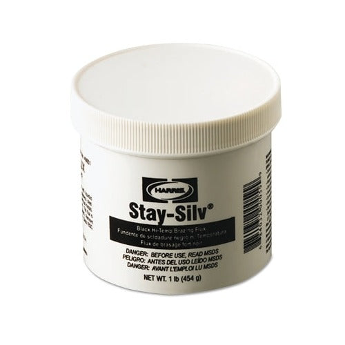 Harris Stay-Silv black hi-temp brazing flux 1 lb white plastic jar for silver brazing flux
