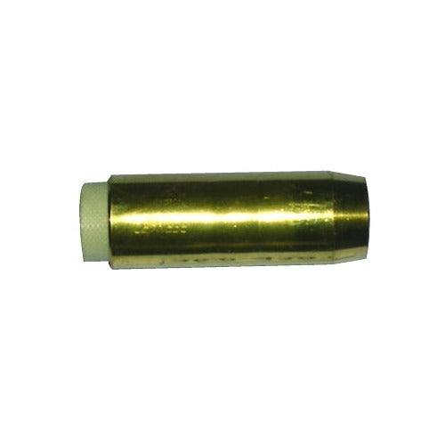 Bernard MIG nozzle 5/8 in bore brass cylindrical slip-on style with white insulator welding supply